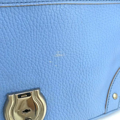 BURBERRY Hand Bag Tote Purse Nova Check Leather Light Blue Authentic