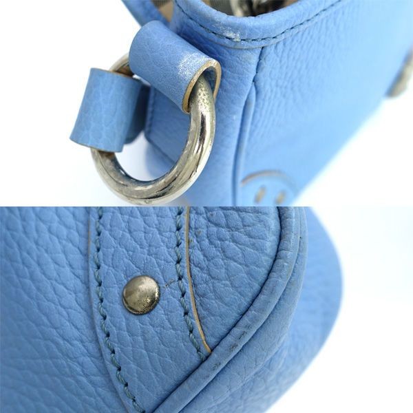 BURBERRY Hand Bag Tote Purse Nova Check Leather Light Blue Authentic