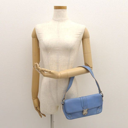 BURBERRY Hand Bag Tote Purse Nova Check Leather Light Blue Authentic