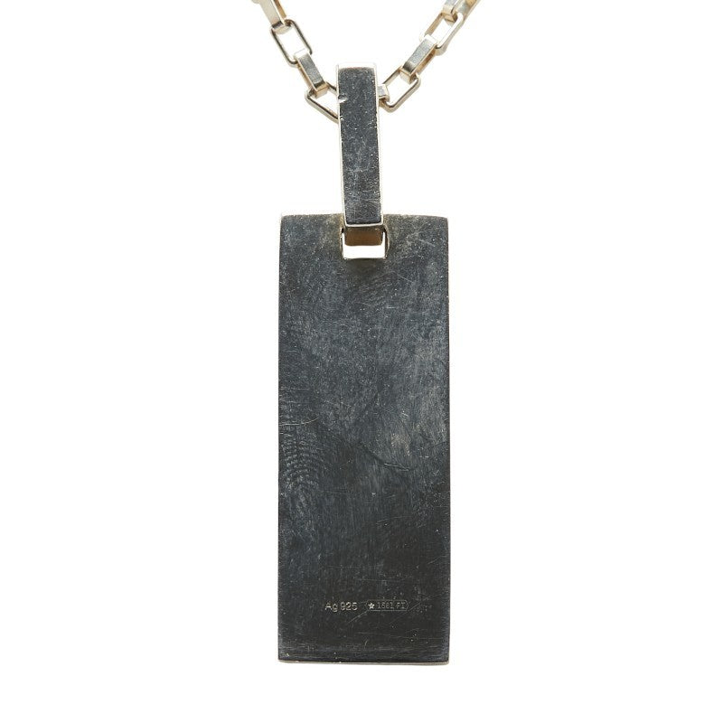 GUCCI Necklace Pendant Logo Plate Silver 925 Women Accessory Authentic