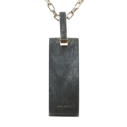 GUCCI Necklace Pendant Logo Plate Silver 925 Women Accessory Authentic
