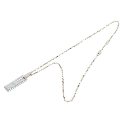 GUCCI Necklace Pendant Logo Plate Silver 925 Women Accessory Authentic