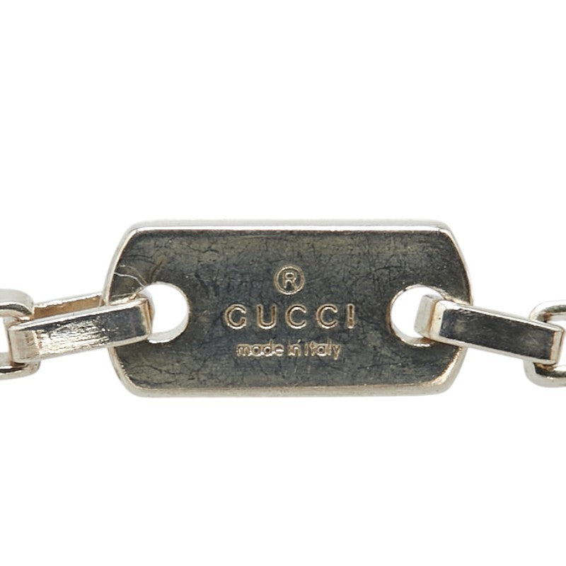 GUCCI Necklace Pendant Logo Plate Silver 925 Women Accessory Authentic