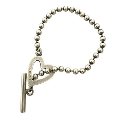 GUCCI Bracelet Bangle Open Heart Silver 925 Women Accessory Authentic