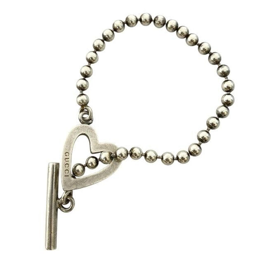 GUCCI Bracelet Bangle Open Heart Silver 925 Women Accessory Authentic