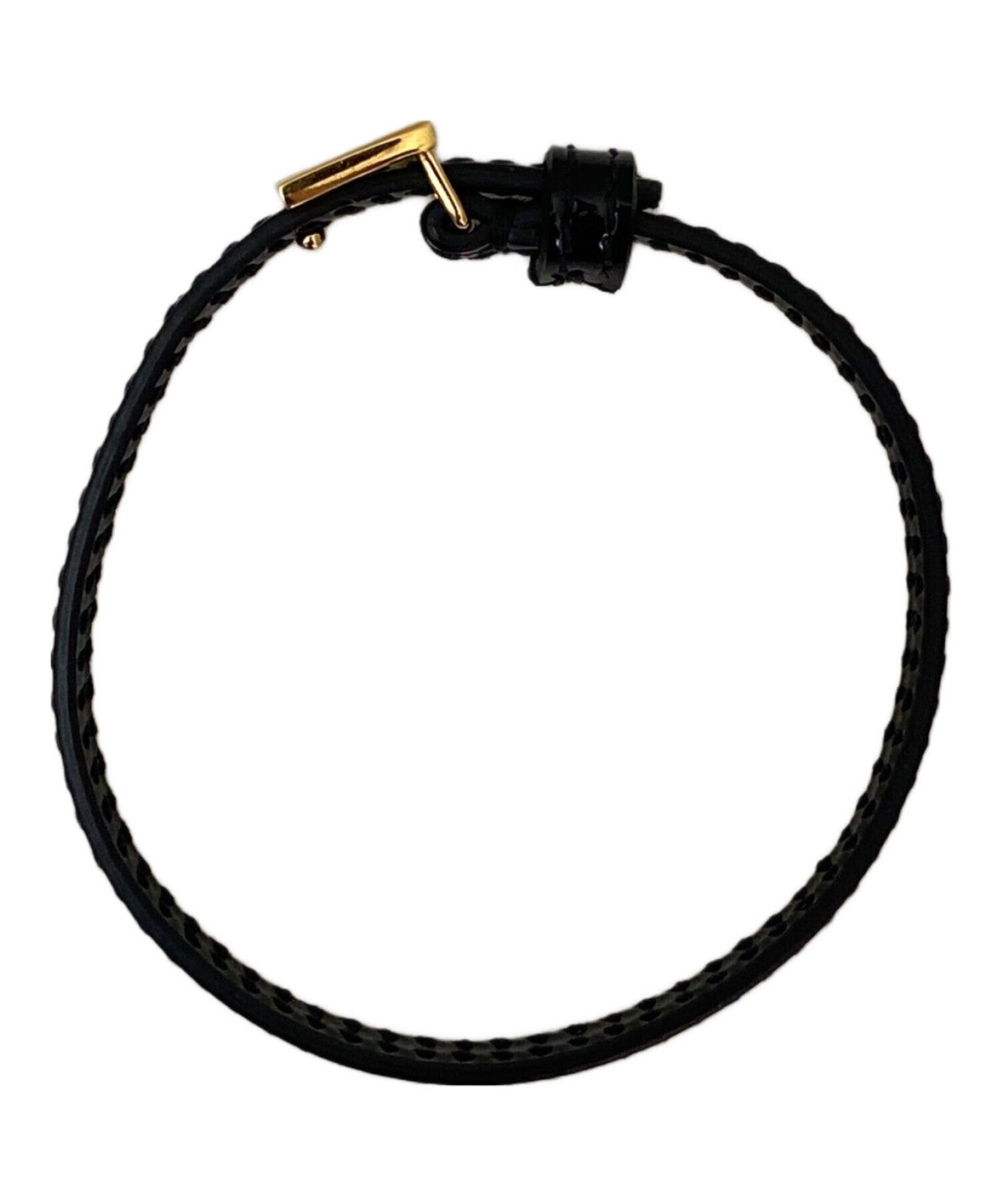 GUCCI Bracelet Bangle G Plate Leather Black Women Accessory Authentic