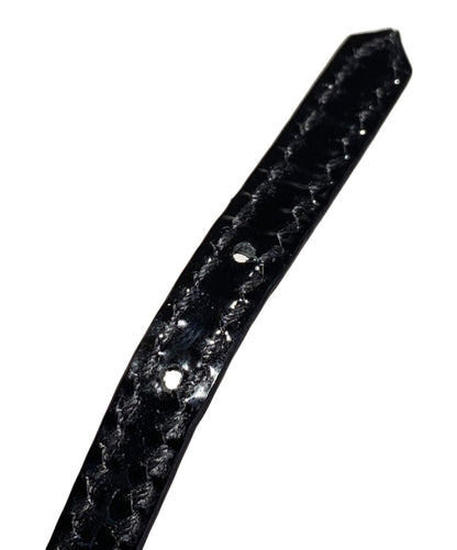 GUCCI Bracelet Bangle G Plate Leather Black Women Accessory Authentic