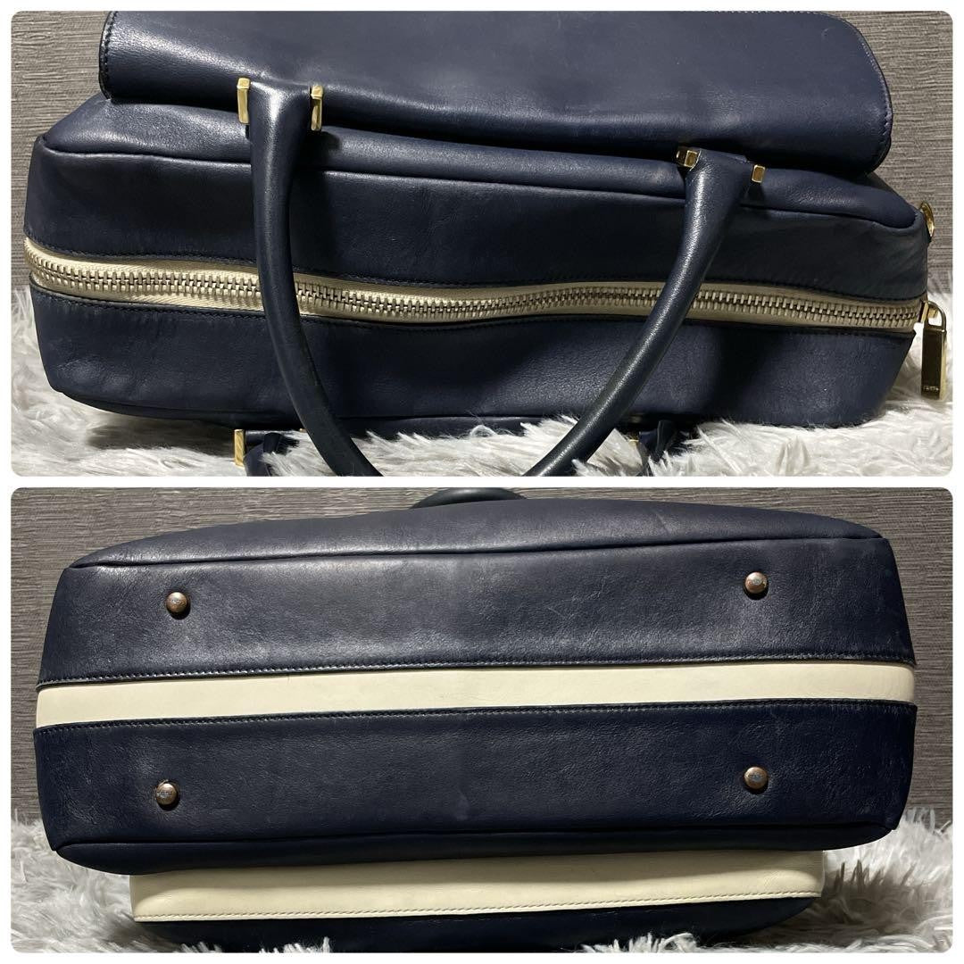 TOD'S D-CUB convertible Purse handbag shoulder bag  Leather off white blue gold