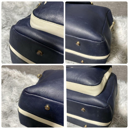 TOD'S D-CUB convertible Purse handbag shoulder bag  Leather off white blue gold