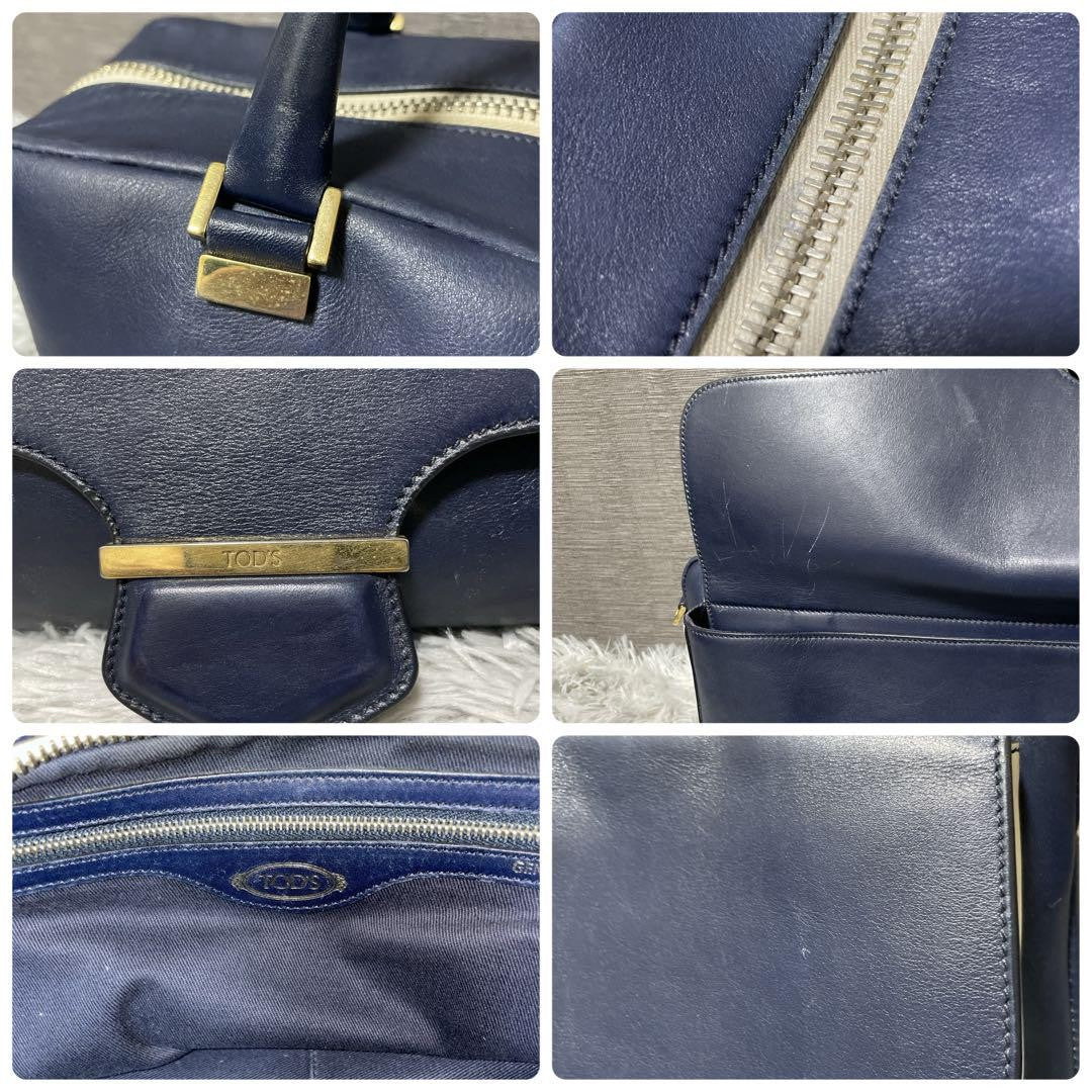 TOD'S D-CUB convertible Purse handbag shoulder bag  Leather off white blue gold