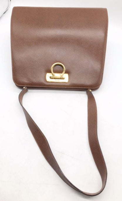 Salvatore Ferragamo Gancini handbag Purse Brown Leather Authentic Women's Used