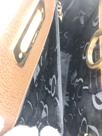 Salvatore Ferragamo Gancini handbag Purse Brown Leather Authentic Women's Used