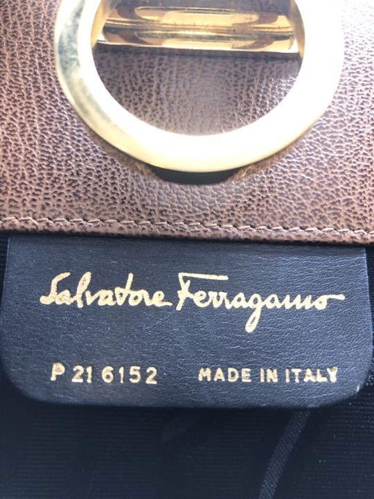 Salvatore Ferragamo Gancini handbag Purse Brown Leather Authentic Women's Used