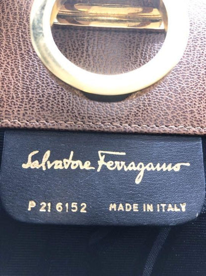 Salvatore Ferragamo Gancini handbag Purse Brown Leather Authentic Women's Used
