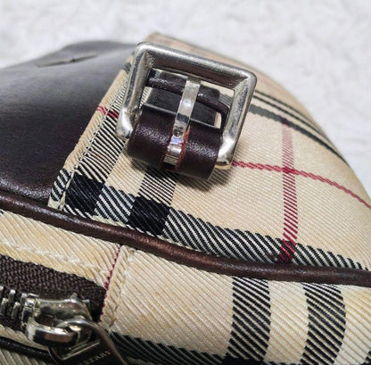 BURBERRY Second Bag Clutch Bag Nova Check Leather Canvas Beige Authentic