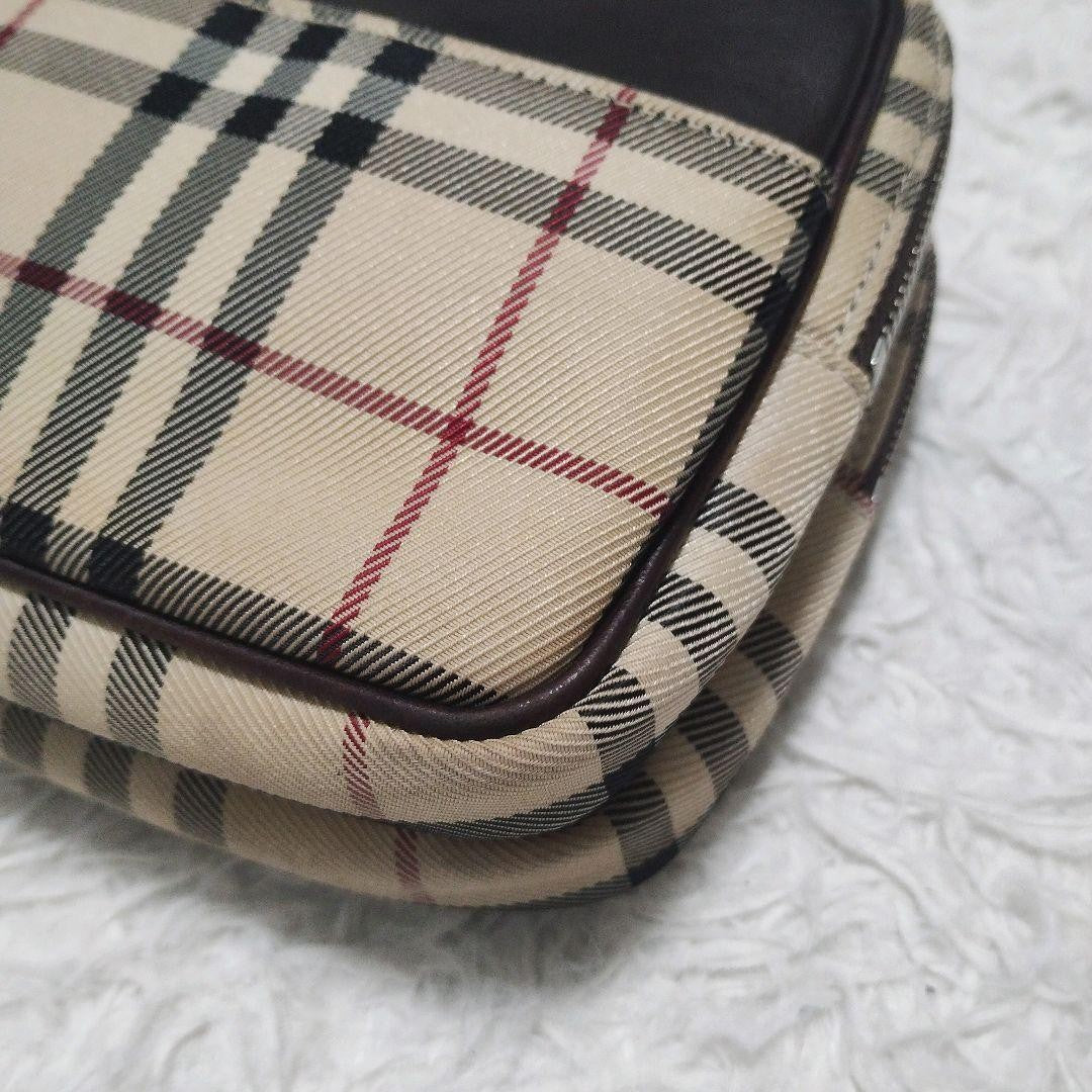 BURBERRY Second Bag Clutch Bag Nova Check Leather Canvas Beige Authentic