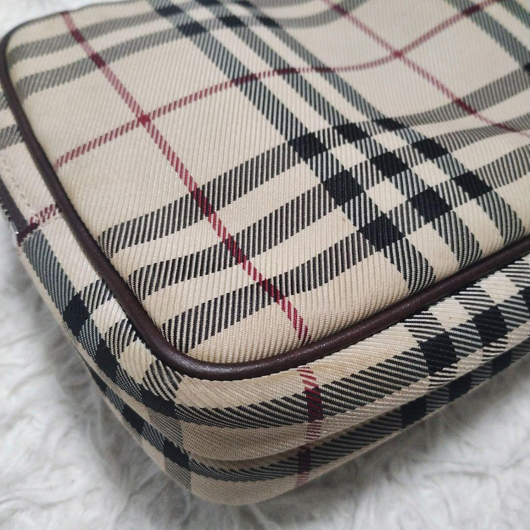 BURBERRY Second Bag Clutch Bag Nova Check Leather Canvas Beige Authentic