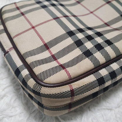 BURBERRY Second Bag Clutch Bag Nova Check Leather Canvas Beige Authentic