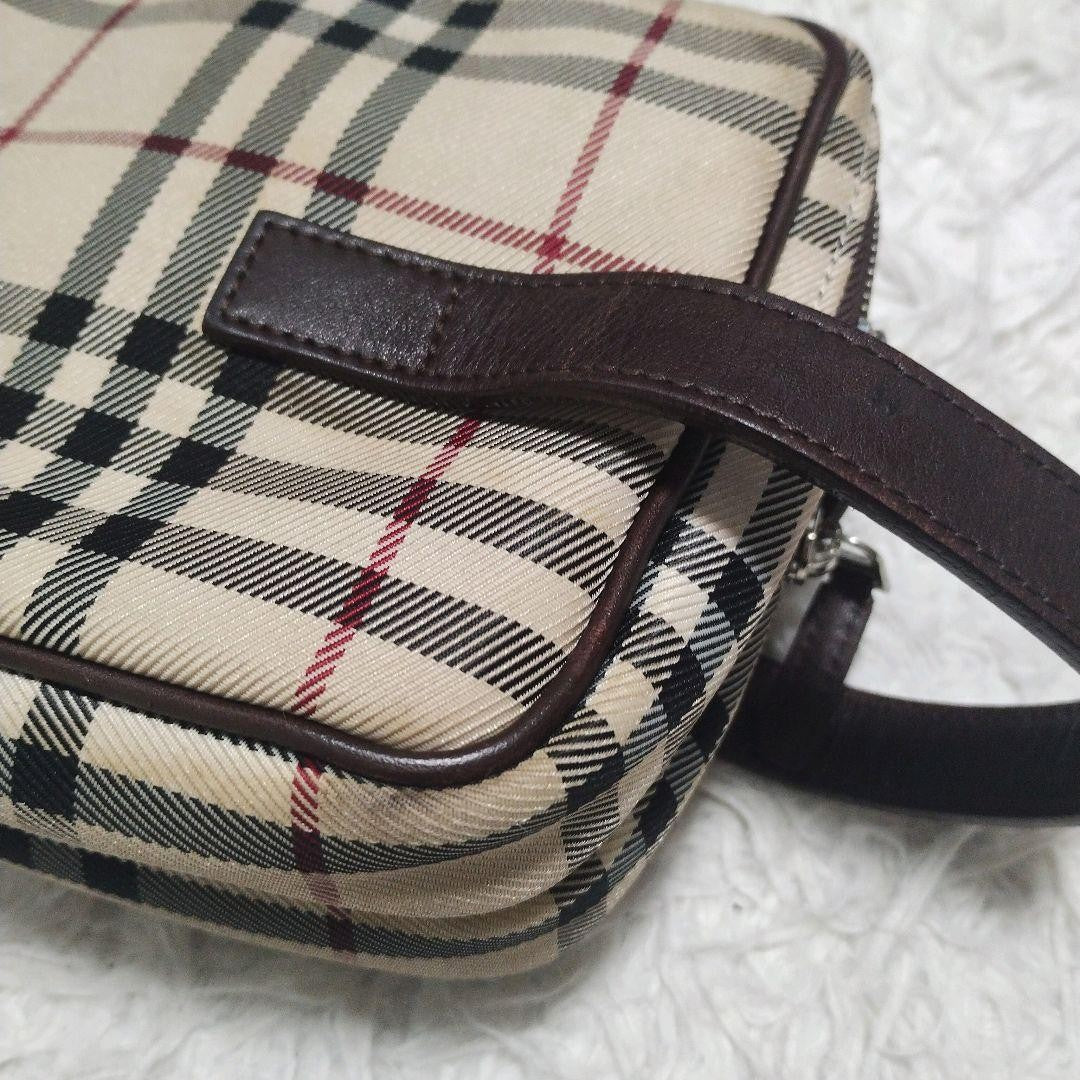BURBERRY Second Bag Clutch Bag Nova Check Leather Canvas Beige Authentic