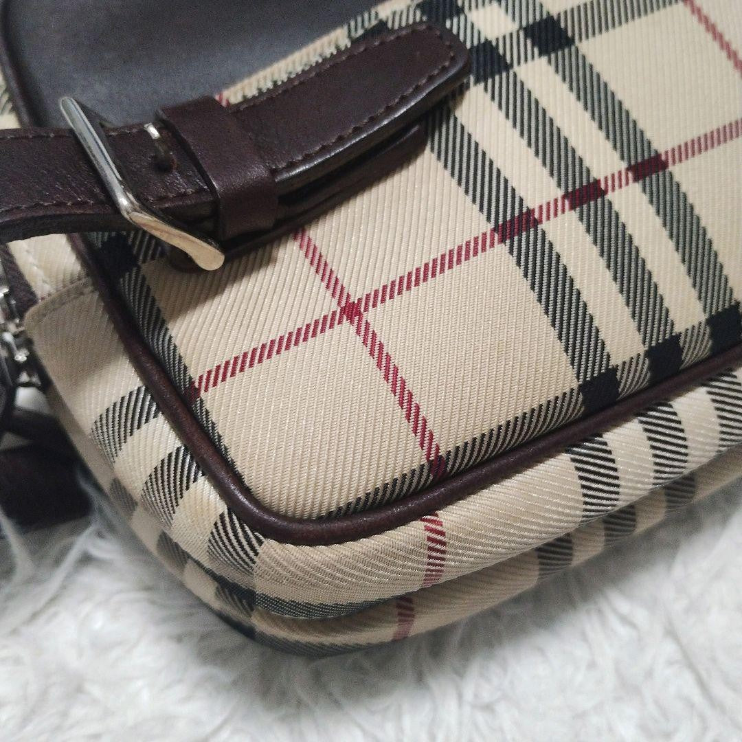 BURBERRY Second Bag Clutch Bag Nova Check Leather Canvas Beige Authentic
