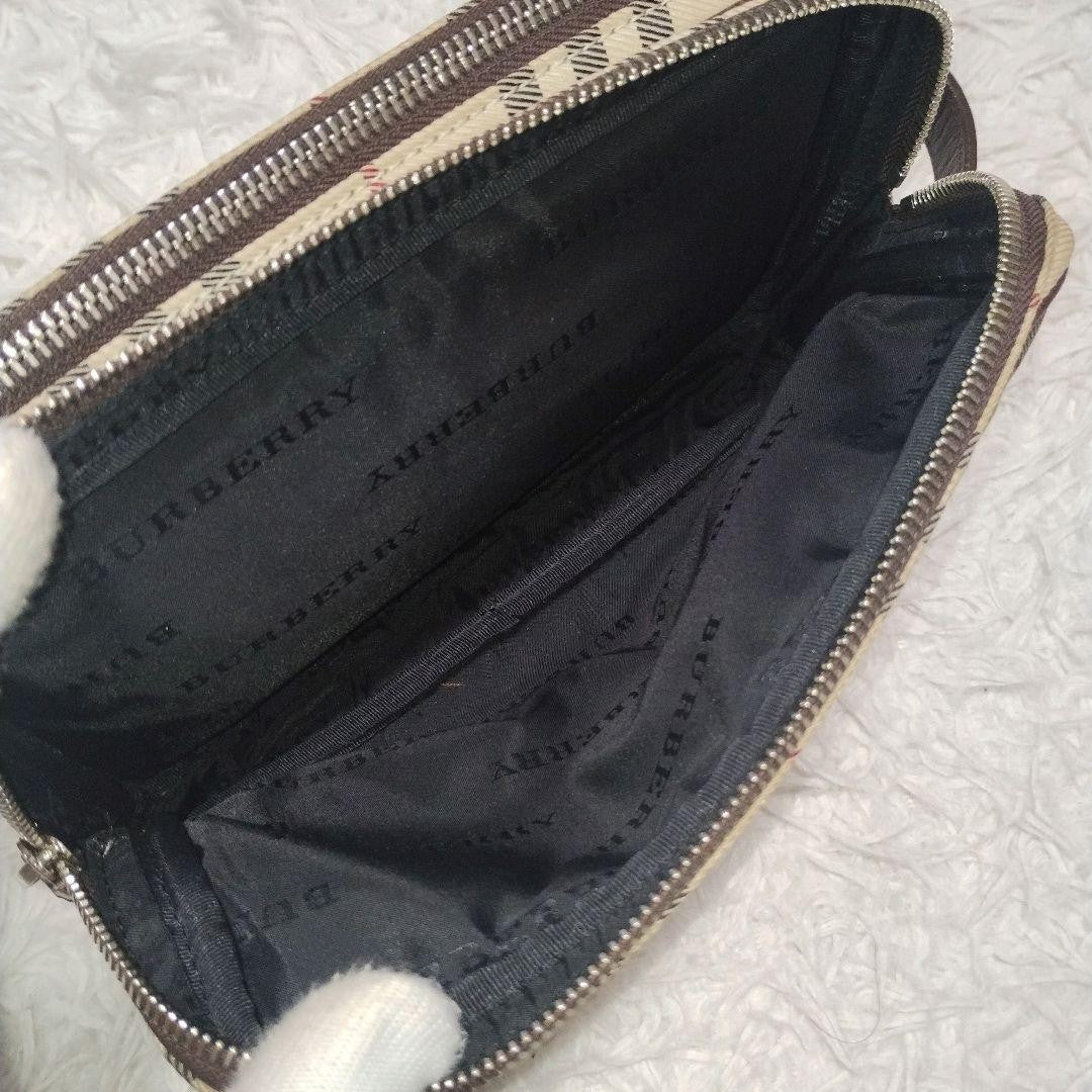 BURBERRY Second Bag Clutch Bag Nova Check Leather Canvas Beige Authentic