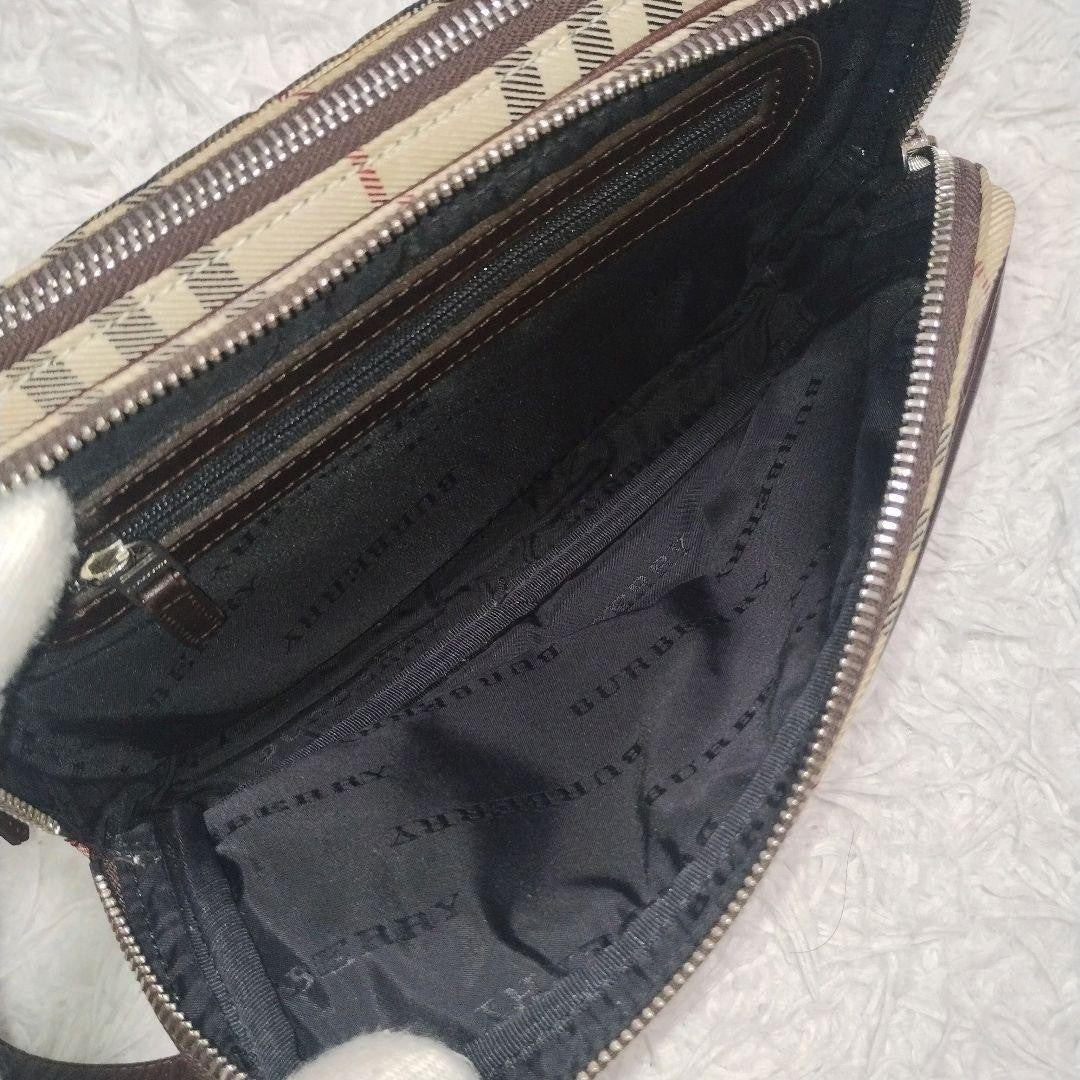 BURBERRY Second Bag Clutch Bag Nova Check Leather Canvas Beige Authentic