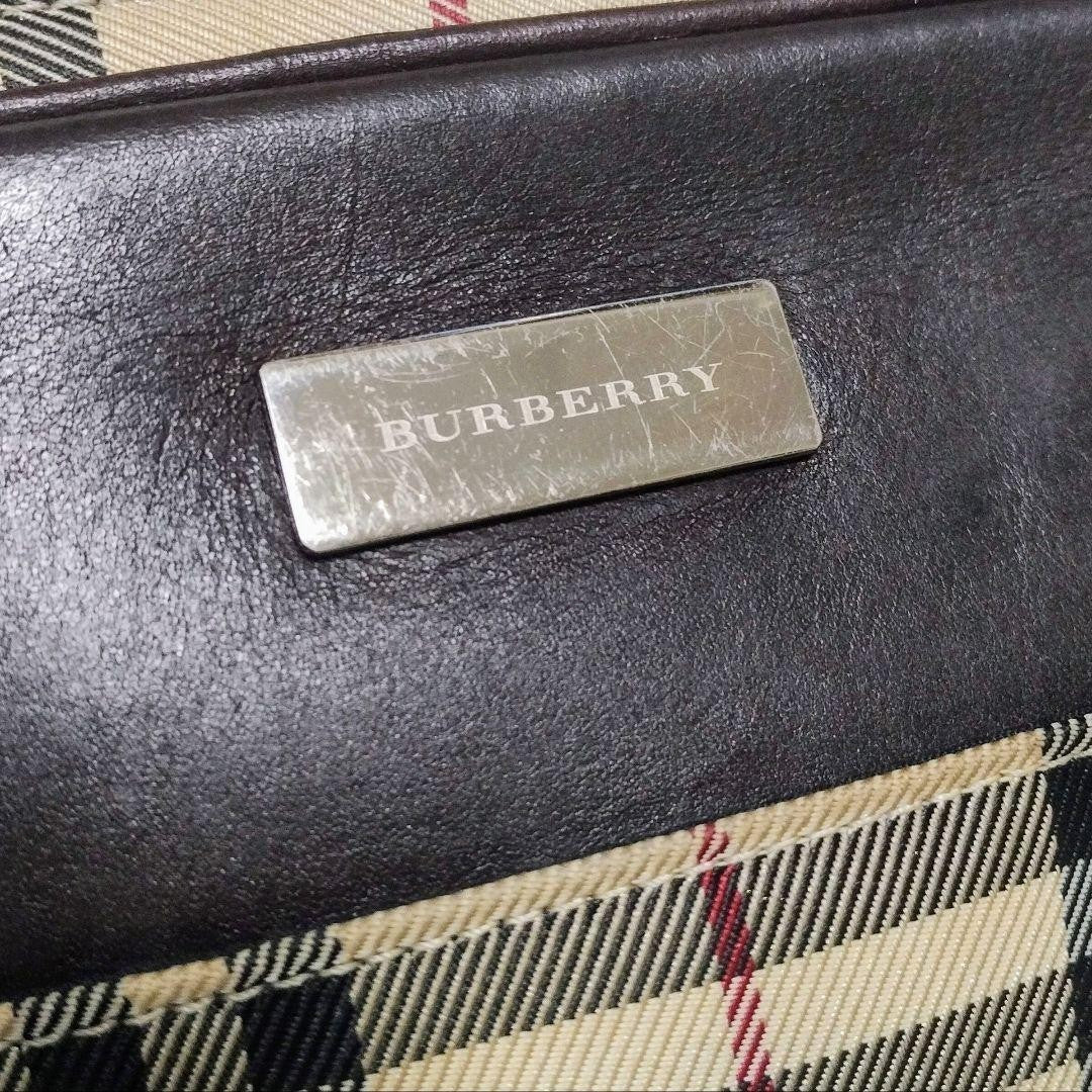 BURBERRY Second Bag Clutch Bag Nova Check Leather Canvas Beige Authentic