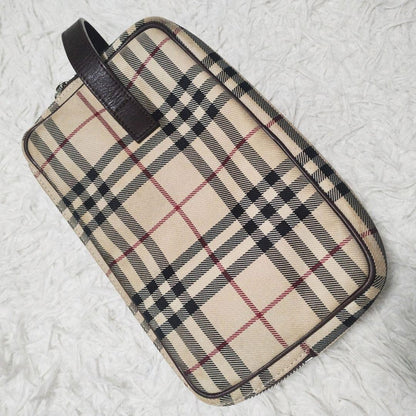 BURBERRY Second Bag Clutch Bag Nova Check Leather Canvas Beige Authentic