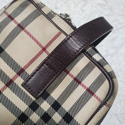 BURBERRY Second Bag Clutch Bag Nova Check Leather Canvas Beige Authentic