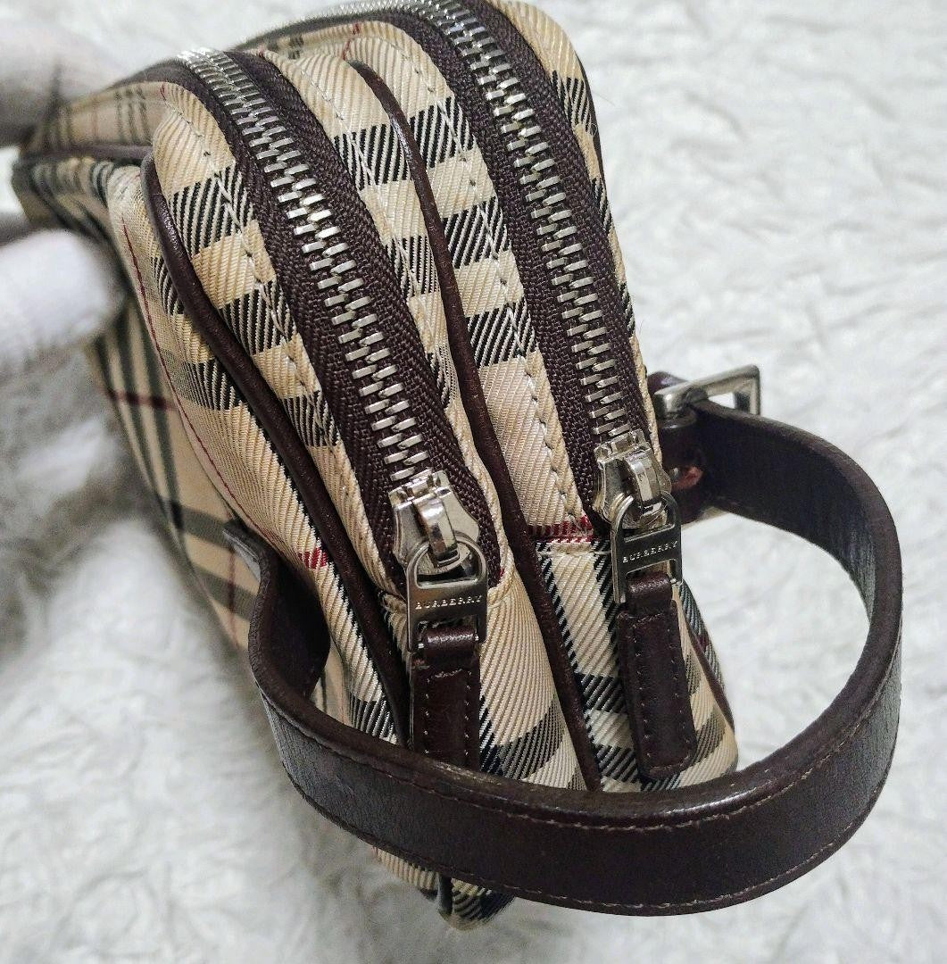 BURBERRY Second Bag Clutch Bag Nova Check Leather Canvas Beige Authentic