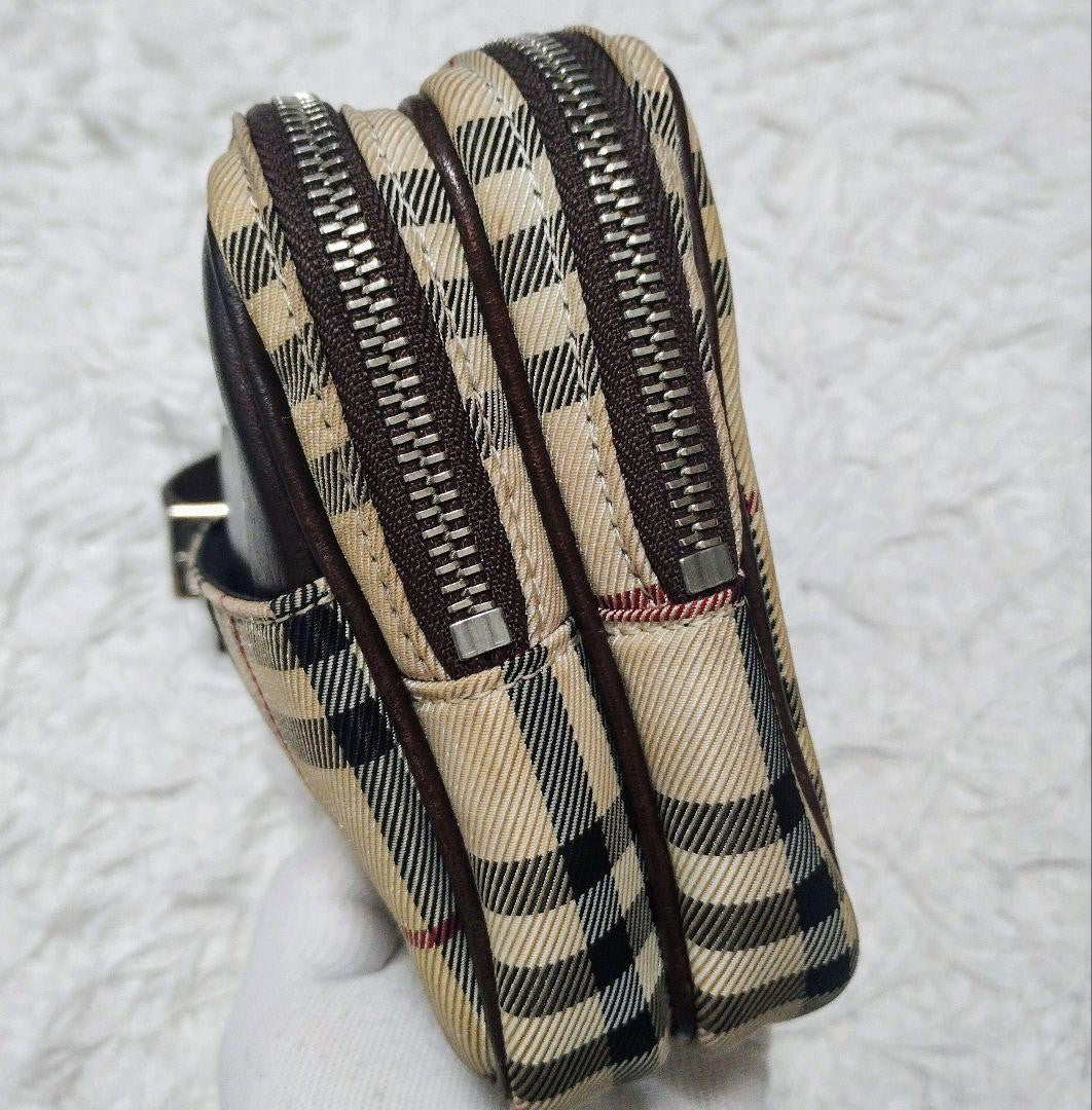 BURBERRY Second Bag Clutch Bag Nova Check Leather Canvas Beige Authentic