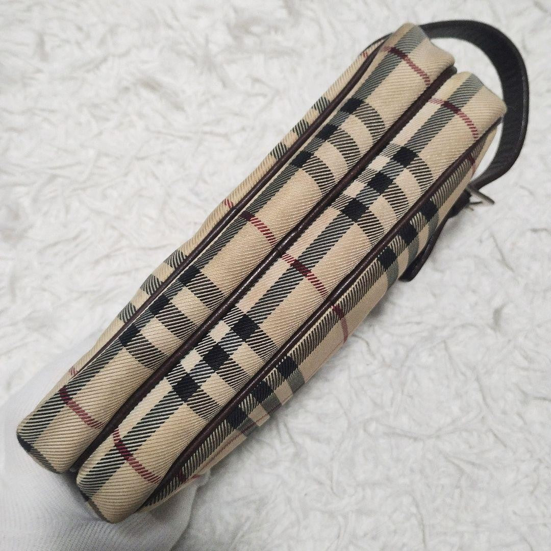 BURBERRY Second Bag Clutch Bag Nova Check Leather Canvas Beige Authentic