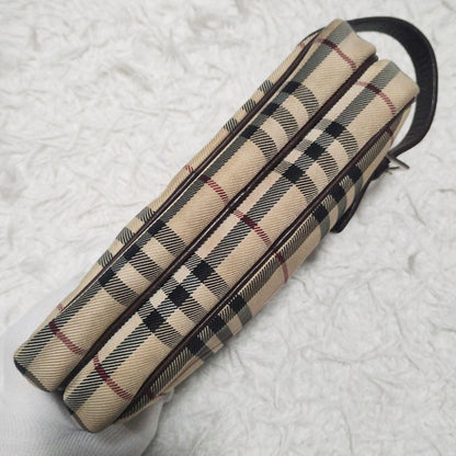 BURBERRY Second Bag Clutch Bag Nova Check Leather Canvas Beige Authentic