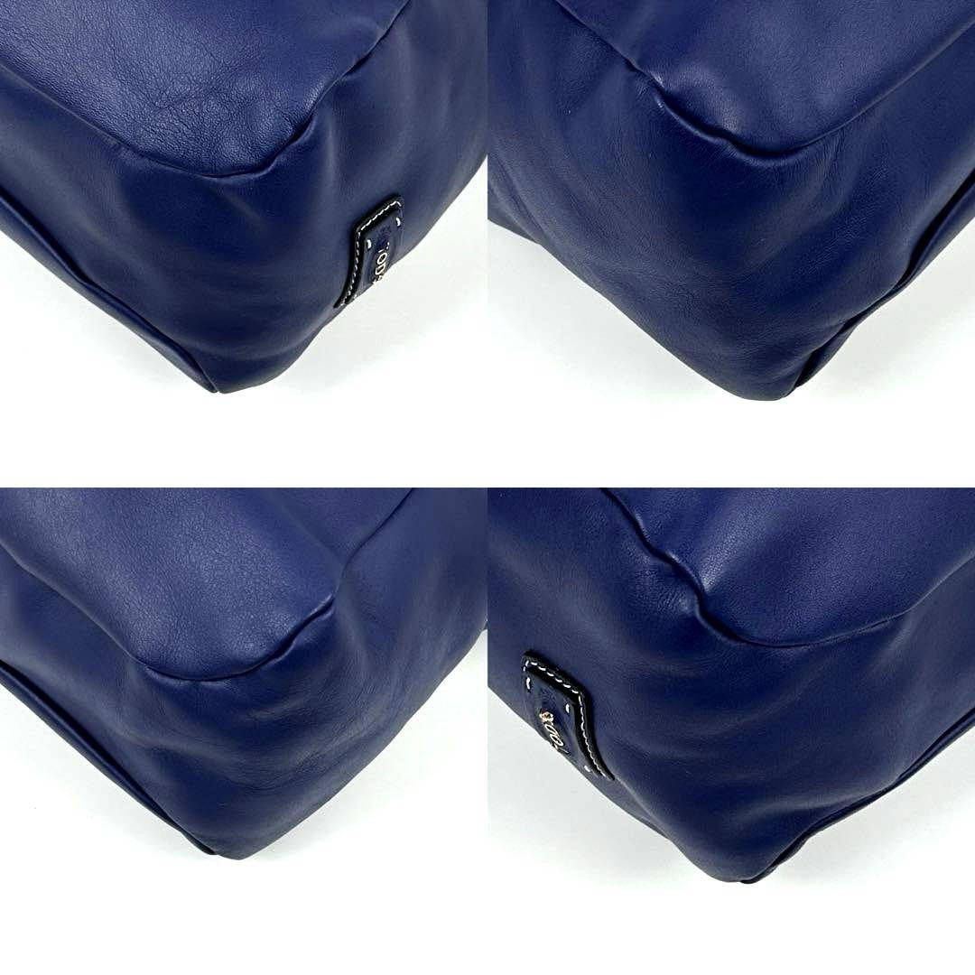 TOD'S Hand Bag Tote Purse 2way Leather Blue Authentic