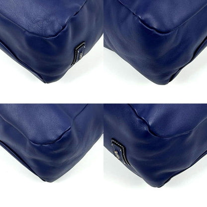 TOD'S Hand Bag Tote Purse 2way Leather Blue Authentic