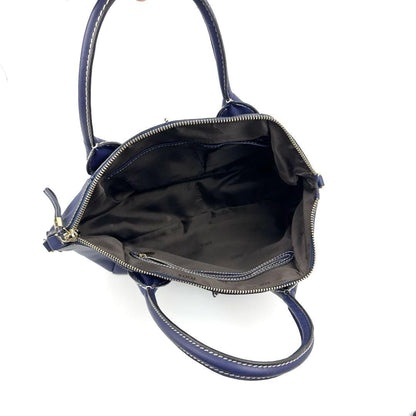 TOD'S Hand Bag Tote Purse 2way Leather Blue Authentic