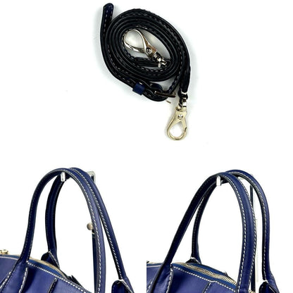 TOD'S Hand Bag Tote Purse 2way Leather Blue Authentic