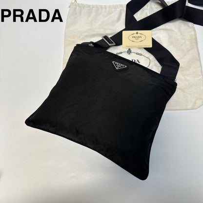 PRADA shoulder bag Purse Logo Nylon Black Unisex Used Authentic
