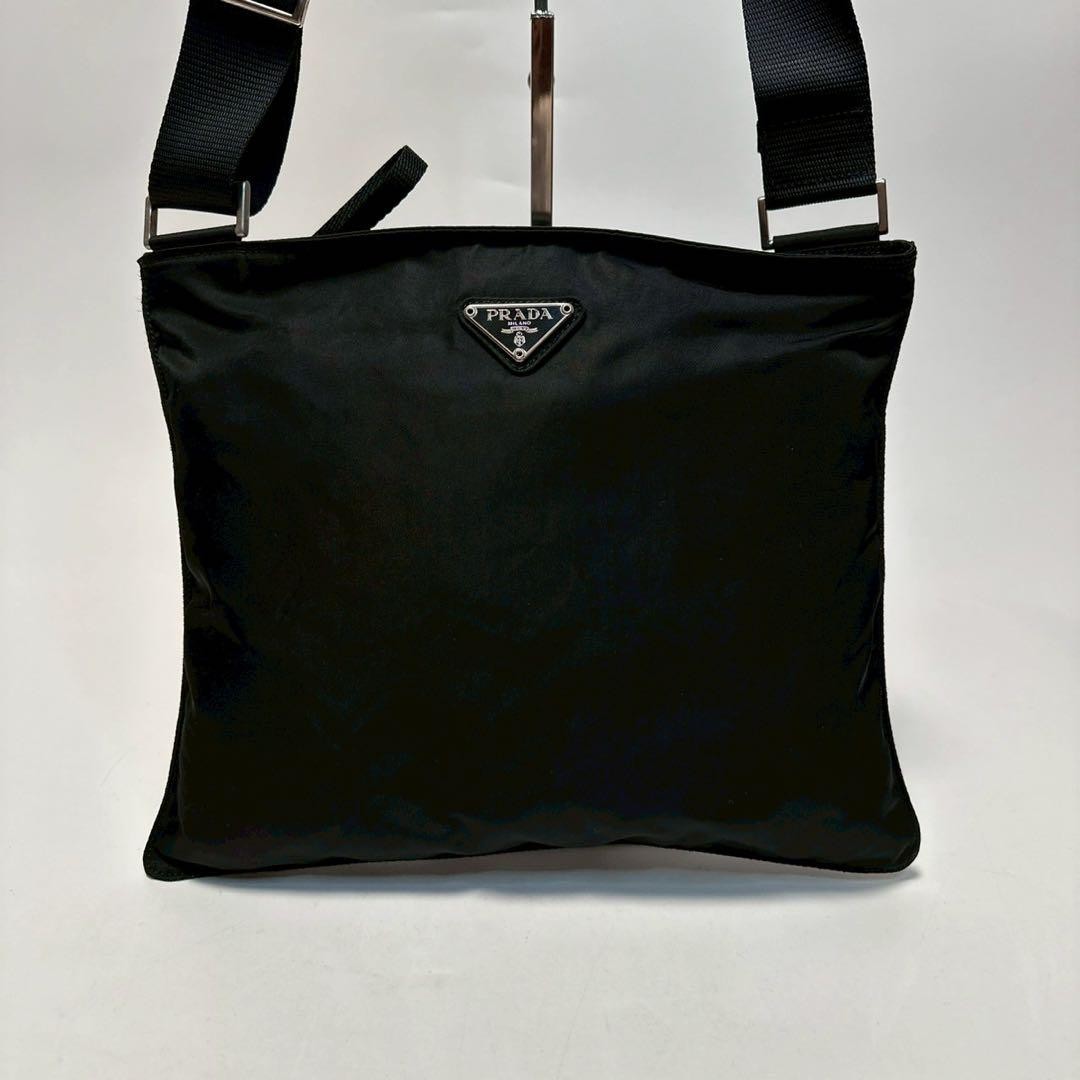 PRADA shoulder bag Purse Logo Nylon Black Unisex Used Authentic