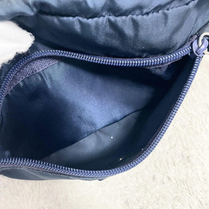 PRADA Shoulder Camera Bag Purse Logo Nylon Leather Blue Navy Authentic
