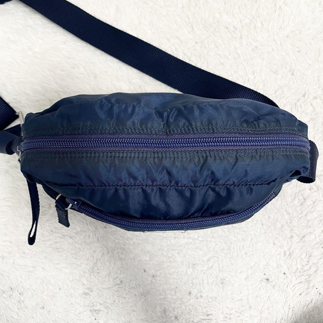 PRADA Shoulder Camera Bag Purse Logo Nylon Leather Blue Navy Authentic