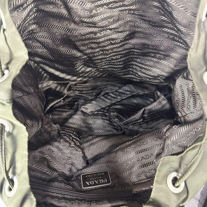PRADA backpack Purse Logo Khaki Nylon Leather Used Women's Men's Authentic