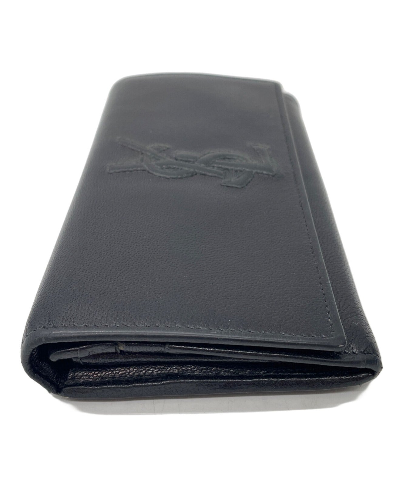 Saint Laurent Flap Wallet Long Purse YSL Cassandra Black Authentic