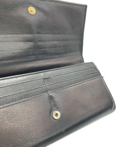 Saint Laurent Flap Wallet Long Purse YSL Cassandra Black Authentic