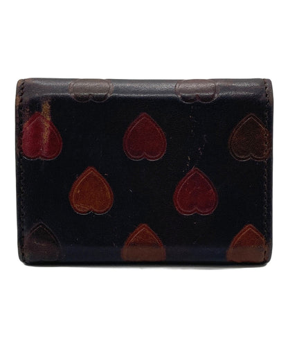 Saint Laurent Paris Tri-fold Wallet Compact Purse YSL Cassandra Heart Brown Auth