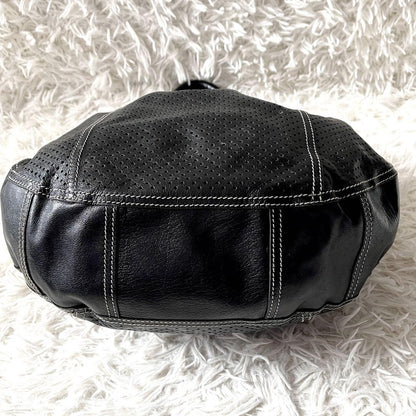 PRADA Shoulder Bag Purse Perforated Leather Black Authentic