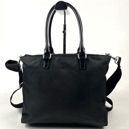 PRADA Hand Shoulder Bag Tote Purse 2way Nylon Black Authentic