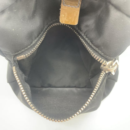 PRADA Hand Bag Tote Purse Logo Nylon Patent Leather Black Brown Khaki Authentic