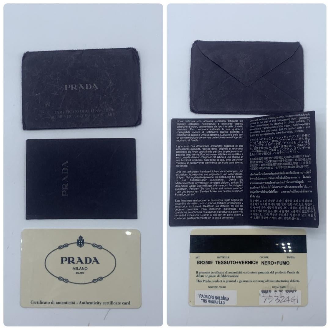 PRADA Hand Bag Tote Purse Logo Nylon Patent Leather Black Brown Khaki Authentic
