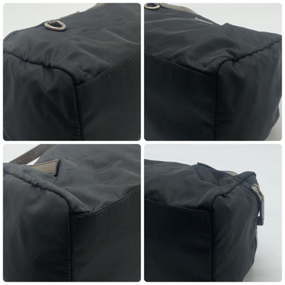 PRADA Hand Bag Tote Purse Logo Nylon Patent Leather Black Brown Khaki Authentic
